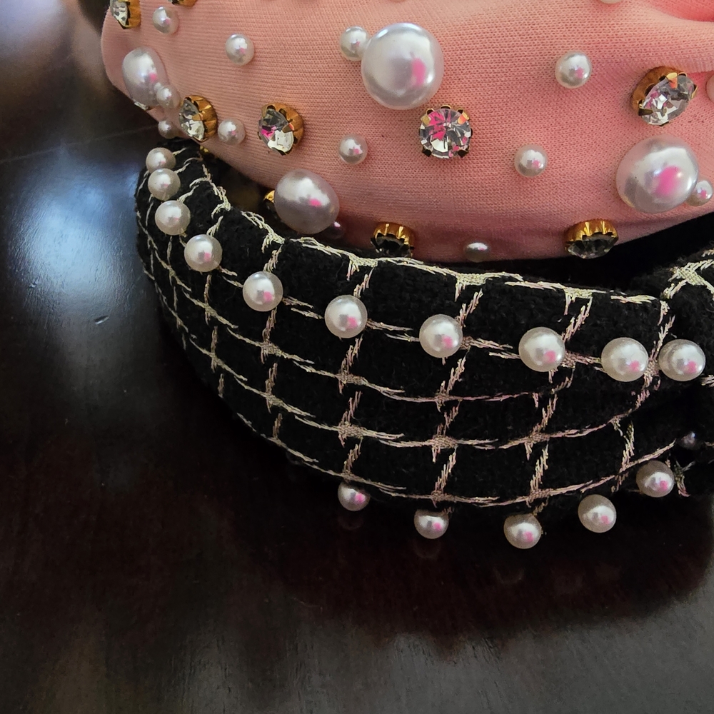 Elegant Pearl and Gemstone Headbands Set Of 2 - Picture 9 of 10